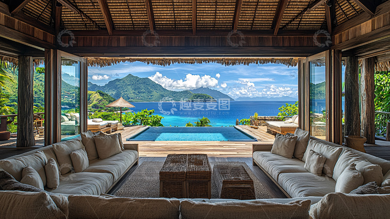高清大图下载【趣麦麦图】海景别墅客厅