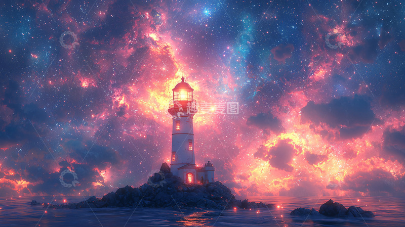 高清大图下载【趣麦麦图】星空灯塔