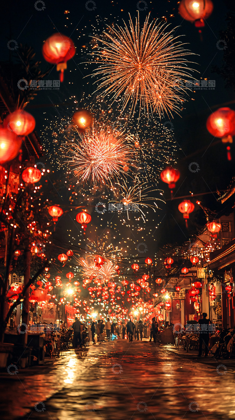 高清大图下载【趣麦麦图】新年烟花夜景