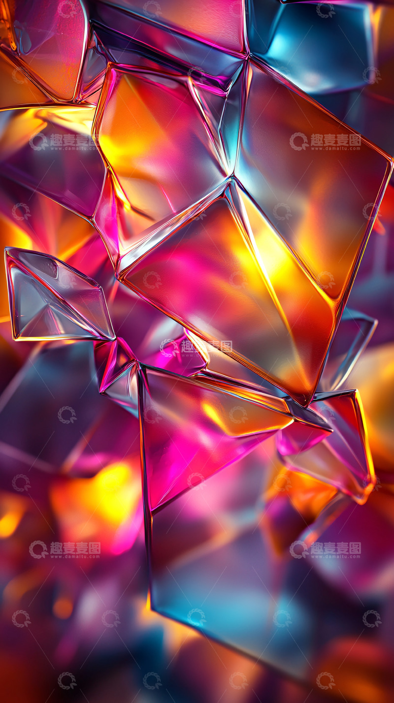 高清大图下载【趣麦麦图】彩色晶体结构