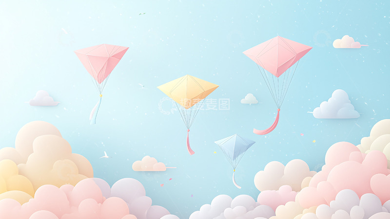高清大图下载【趣麦麦图】粉色系风筝