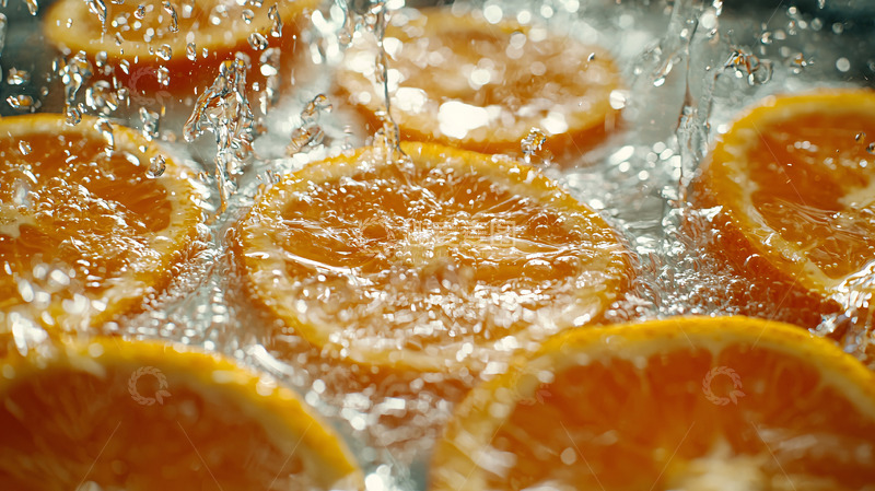 高清大图下载【趣麦麦图】橙子切片水花四溅