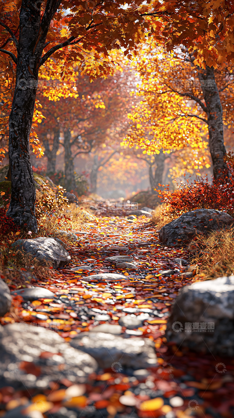 高清大图下载【趣麦麦图】秋日森林小径1