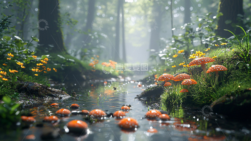 高清大图下载【趣麦麦图】森林小溪