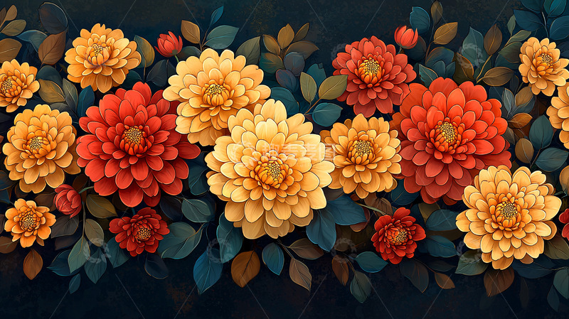 高清大图下载【趣麦麦图】秋日暖色系纸艺花卉