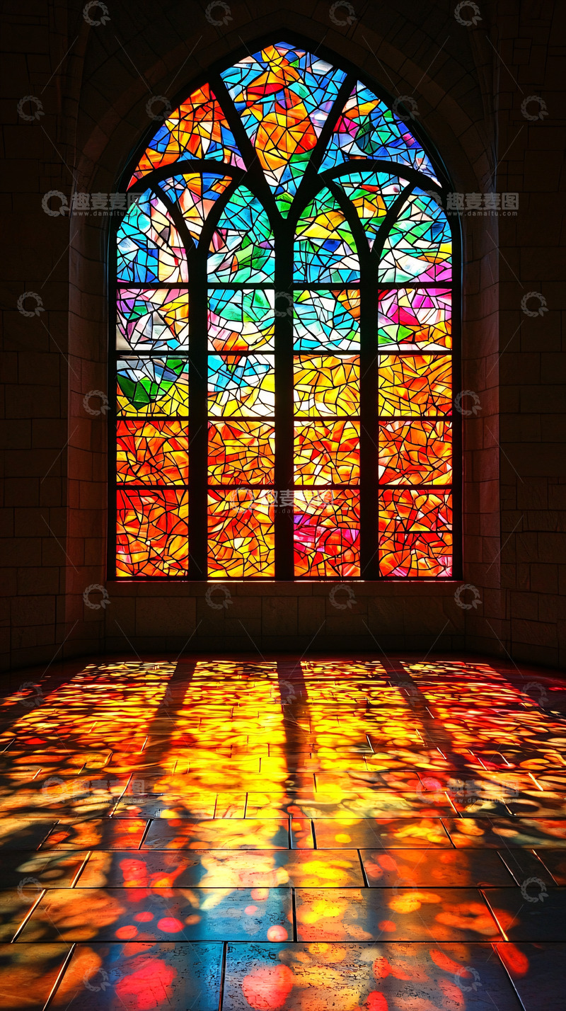 高清大图下载【趣麦麦图】彩色玻璃窗的光影