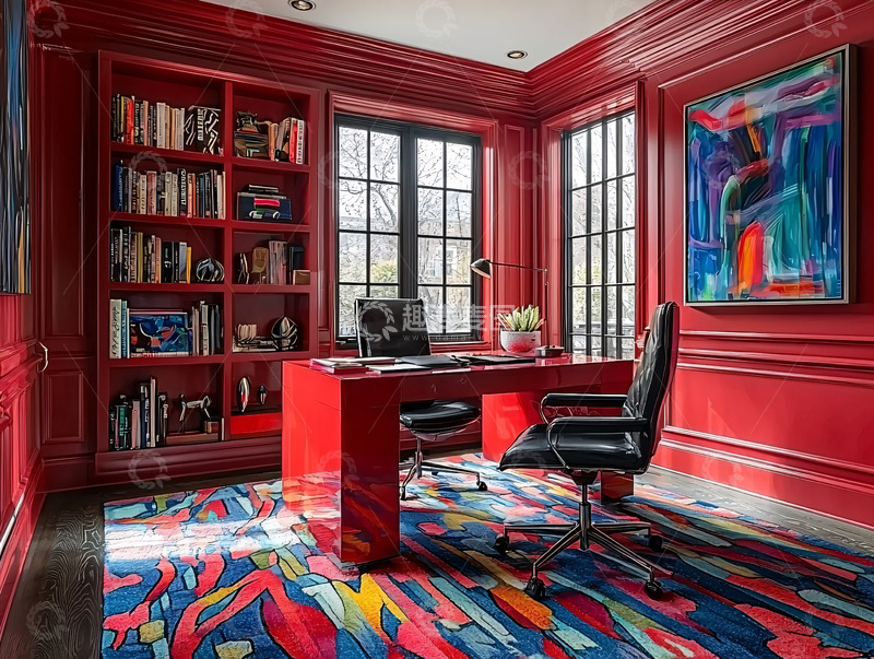 高清大图下载【趣麦麦图】红色书房