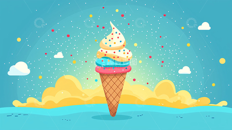 高清大图下载【趣麦麦图】彩色冰淇淋甜筒
