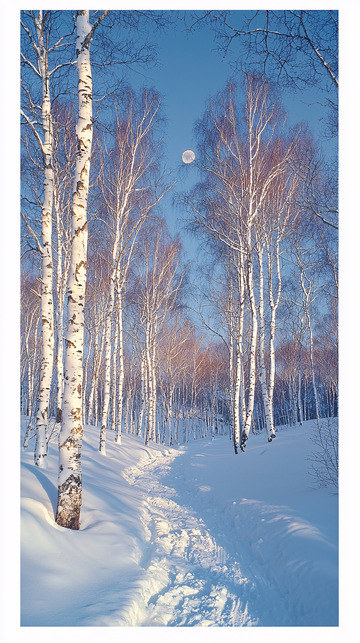 雪地白桦林