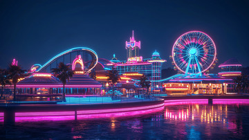 霓虹灯下的梦幻游乐园