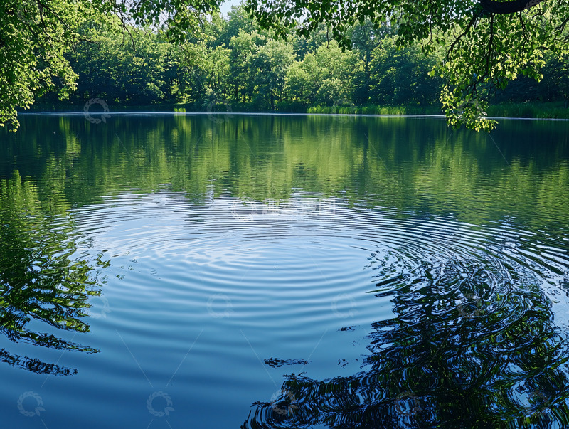 高清大图下载【趣麦麦图】湖面涟漪倒影树木