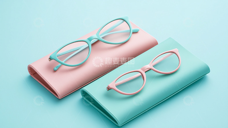 高清大图下载【趣麦麦图】浅蓝色背景下两副眼镜