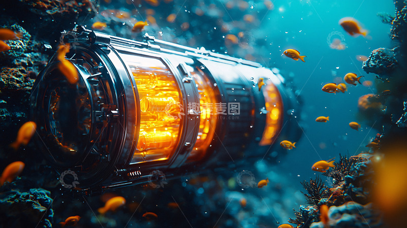 高清大图下载【趣麦麦图】水下发光机器装置