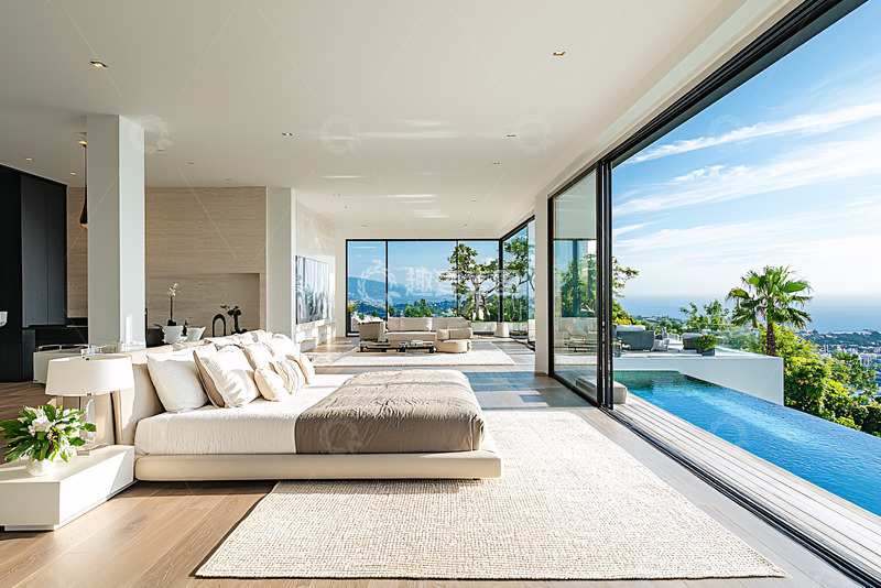 高清大图下载【趣麦麦图】现代极简风格别墅卧室