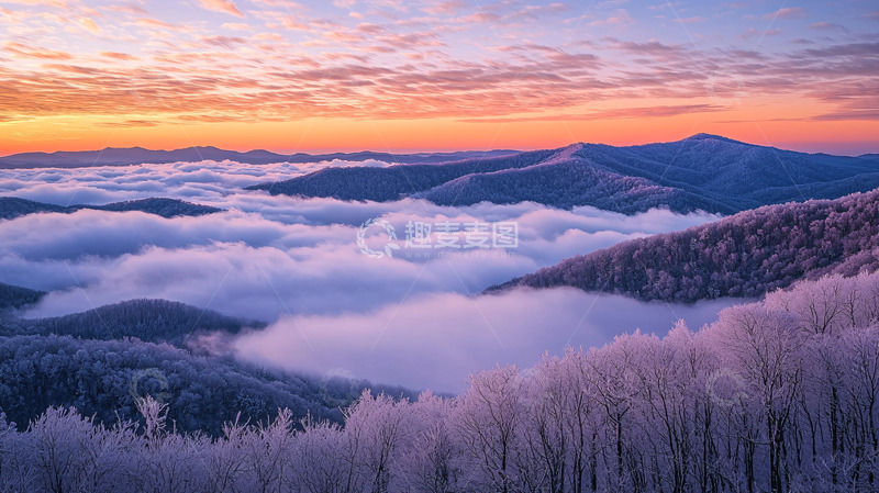 高清大图下载【趣麦麦图】山峦日出云海雪景