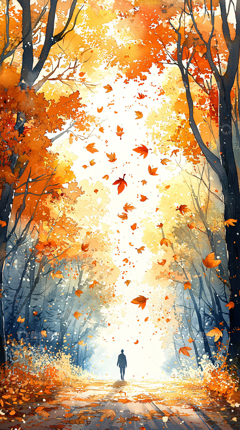 高清大图下载【趣麦麦图】秋日森林落叶小路