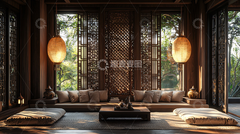 高清大图下载【趣麦麦图】禅意风格的日式房间