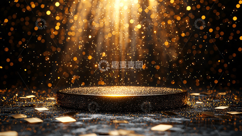 高清大图下载【趣麦麦图】黑色背景金色光芒舞台