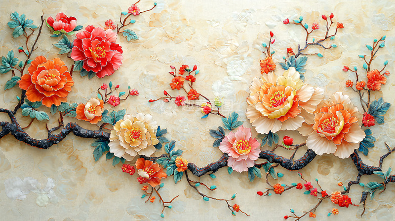 高清大图下载【趣麦麦图】精致的花朵图案背景