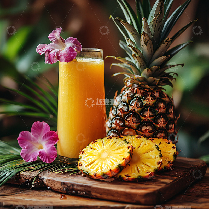 高清大图下载【趣麦麦图】菠萝汁和菠萝切片静物