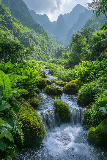 绿色山谷溪流
