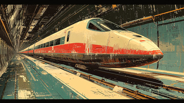 疾驰的火车穿梭隧道