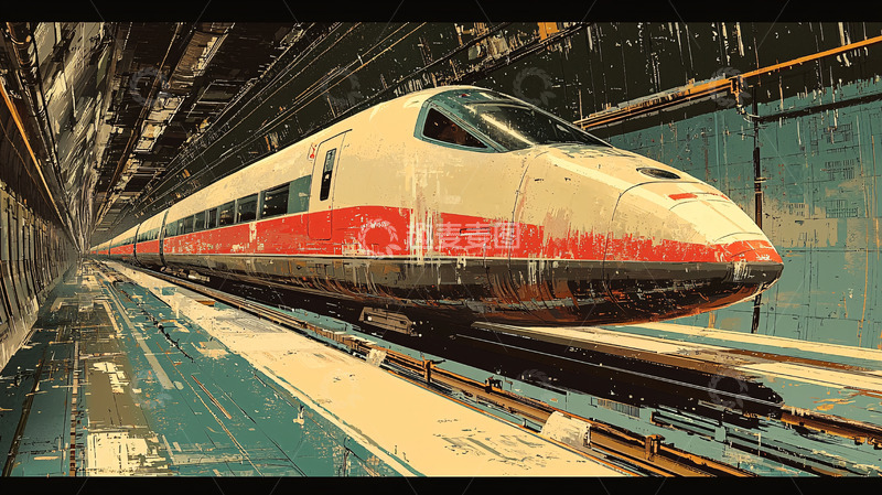 高清大图下载【趣麦麦图】疾驰的火车穿梭隧道