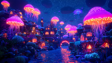 梦幻水母小镇夜景