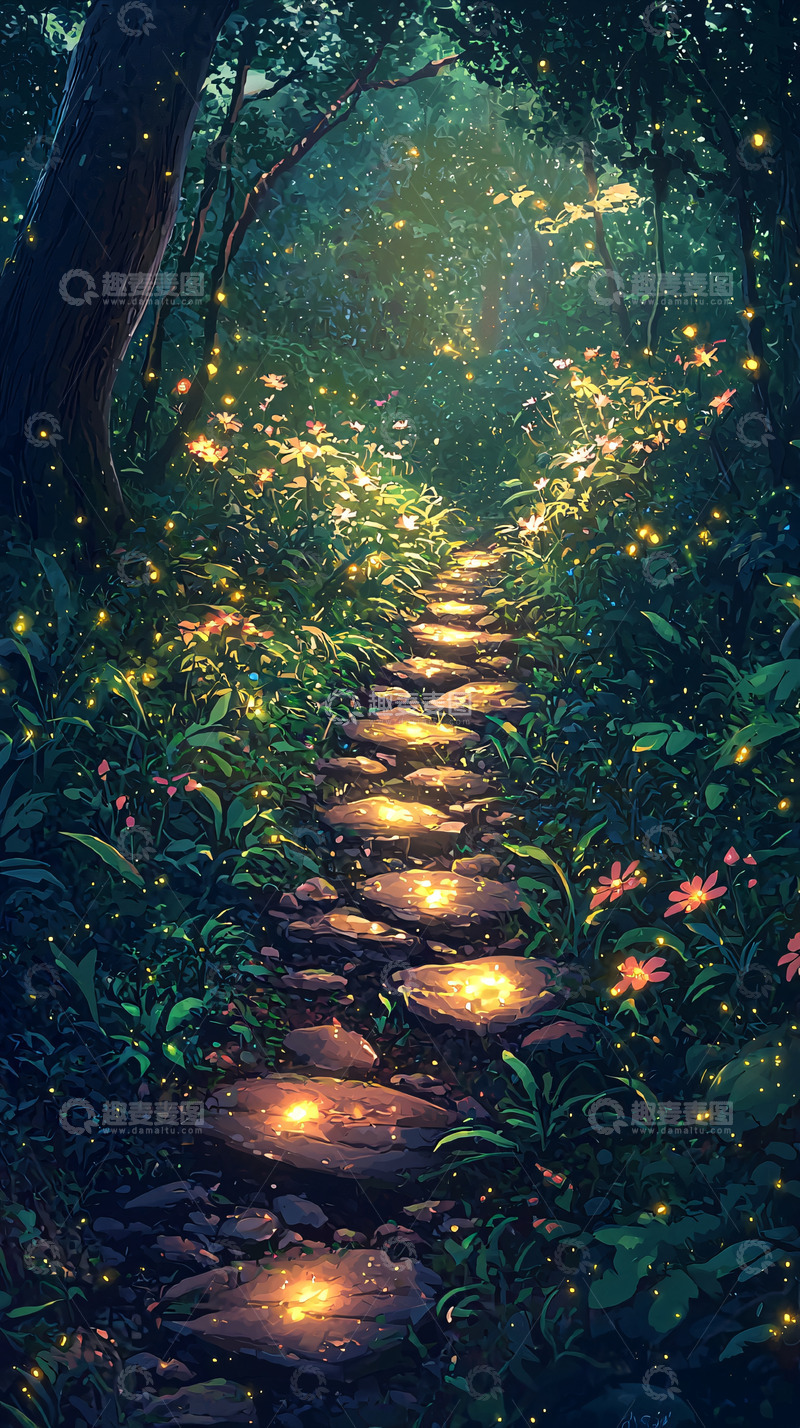 高清大图下载【趣麦麦图】萤火虫小路