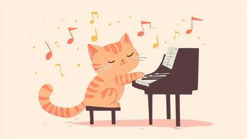 弹钢琴的可爱猫咪