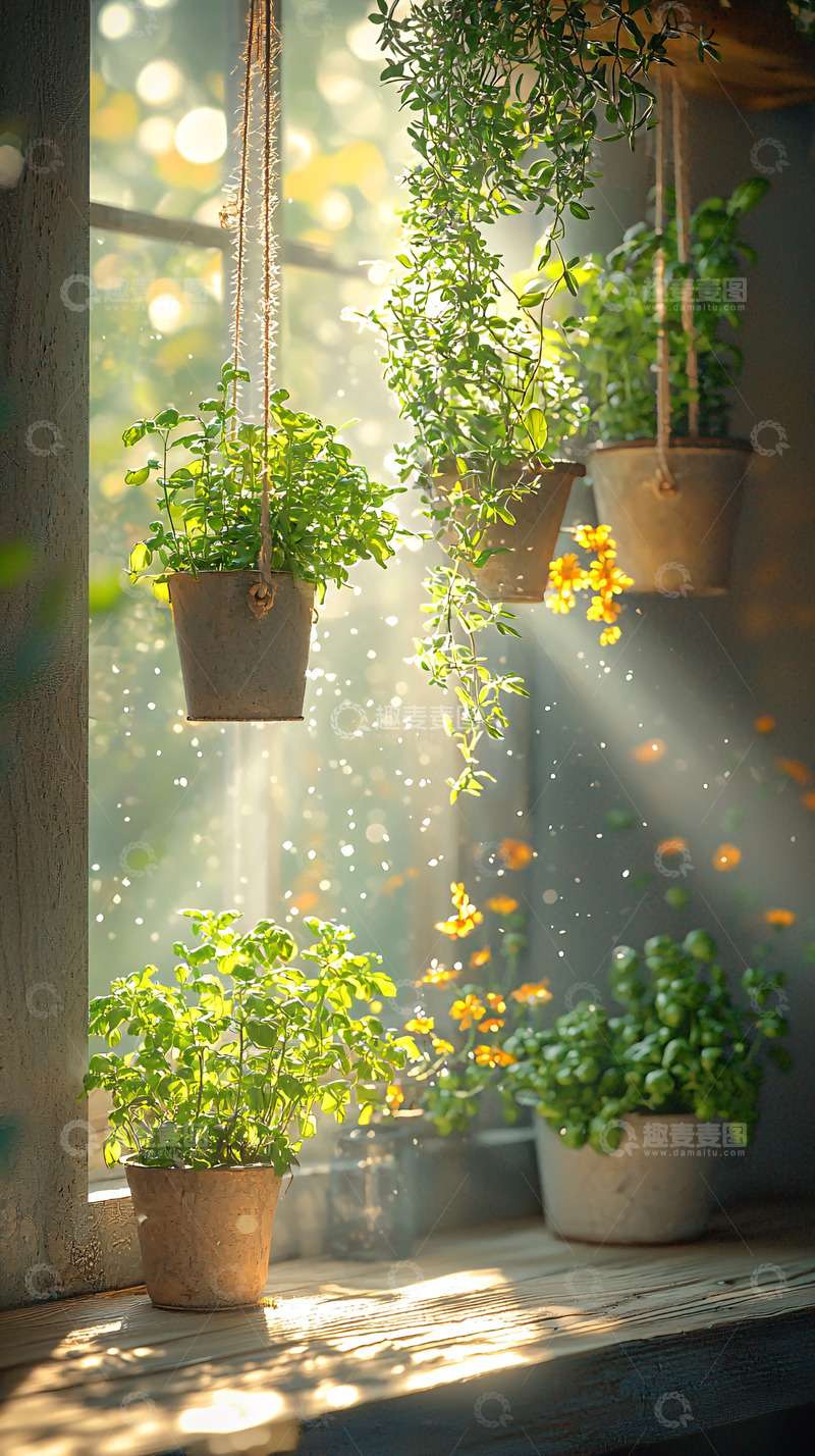 高清大图下载【趣麦麦图】阳光洒进窗台的绿植