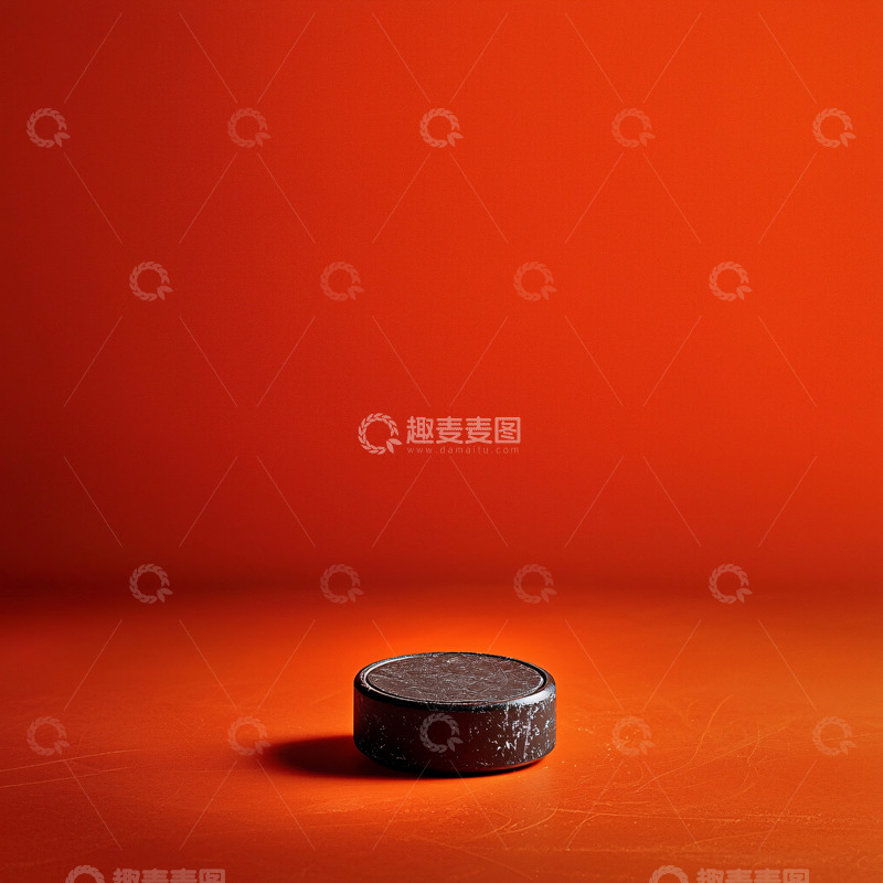 高清大图下载【趣麦麦图】黑色圆盘在橘色背景前