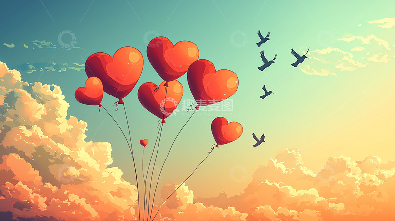 高清大图下载【趣麦麦图】爱心气球
