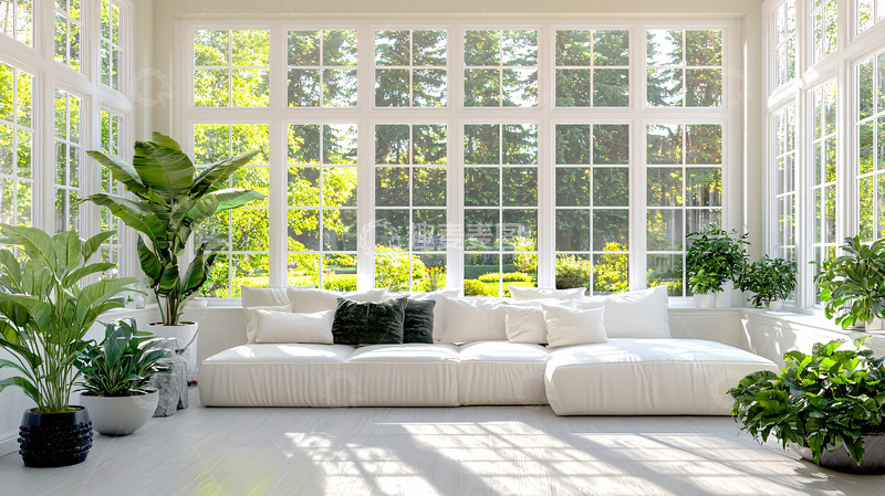 高清大图下载【趣麦麦图】阳光充足的白色客厅