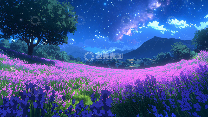 高清大图下载【趣麦麦图】梦幻紫色薰衣草花田