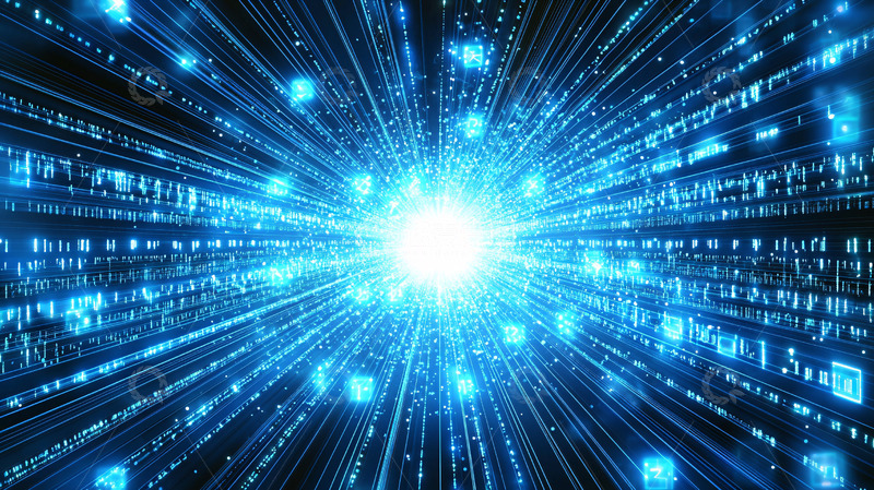 高清大图下载【趣麦麦图】蓝色数据流隧道