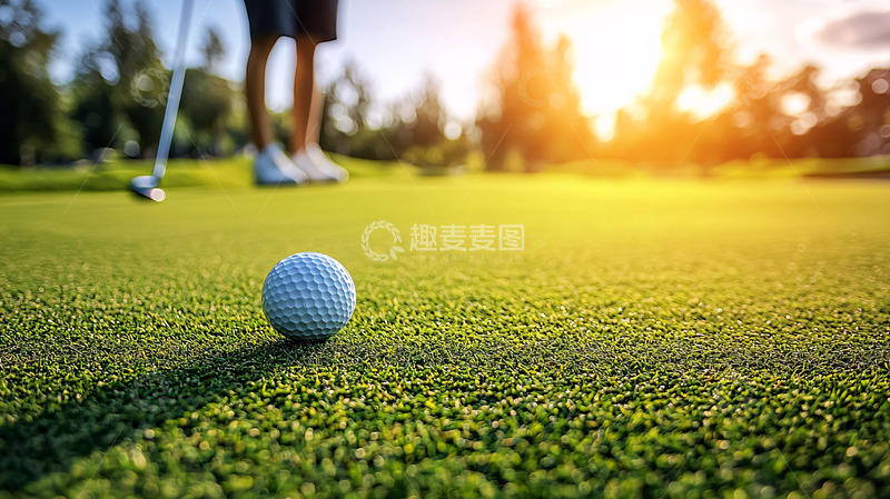 高清大图下载【趣麦麦图】高尔夫球场夕阳景色