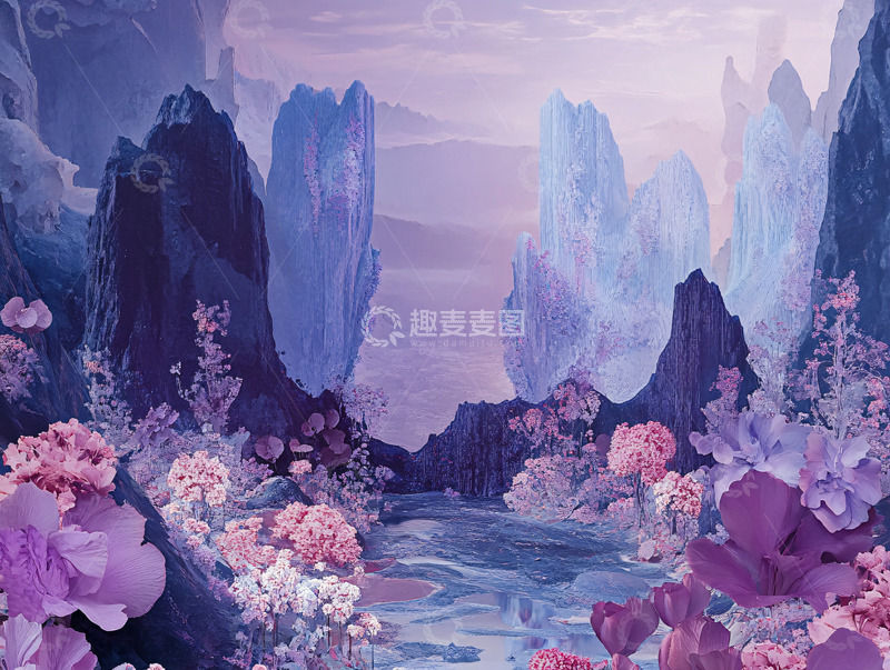 高清大图下载【趣麦麦图】梦幻紫色山谷花海