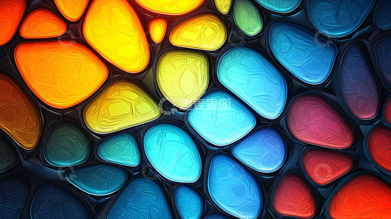 高清大图下载【趣麦麦图】彩色鹅卵石铺路