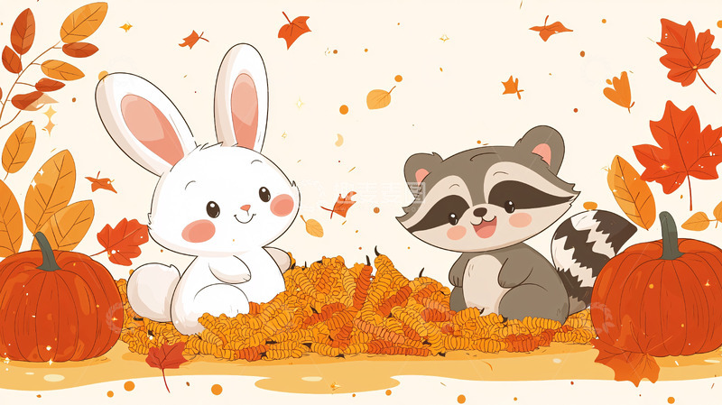 高清大图下载【趣麦麦图】秋日小动物卡通图