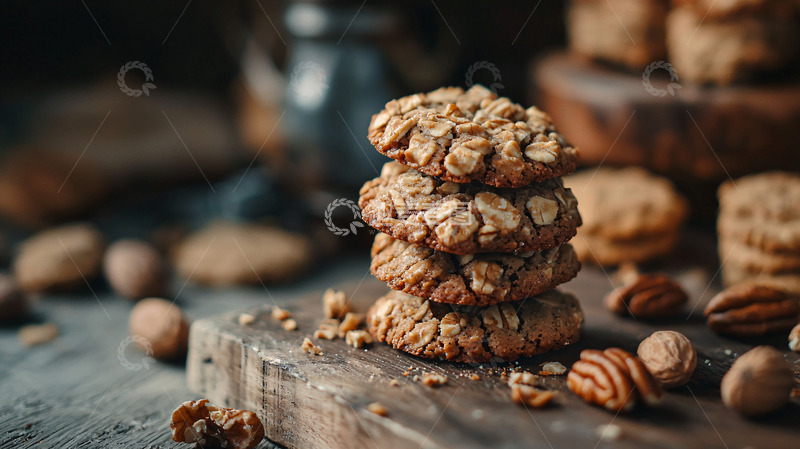 高清大图下载【趣麦麦图】燕麦曲奇饼干堆叠