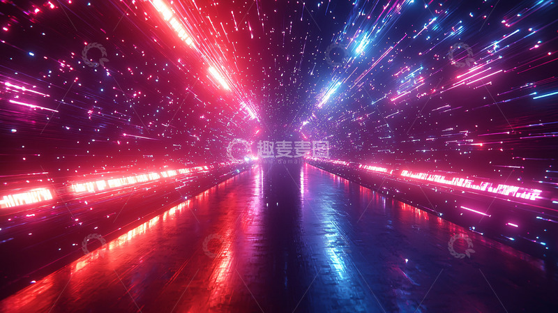 高清大图下载【趣麦麦图】红蓝霓虹灯隧道