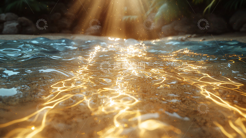 高清大图下载【趣麦麦图】金色光芒下的海滩