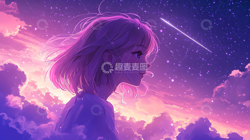 高清大图下载【趣麦麦图】粉色头发女孩