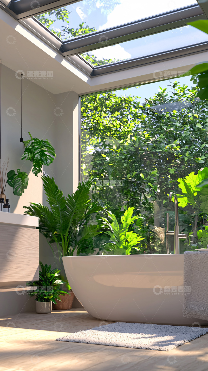 高清大图下载【趣麦麦图】现代简约绿植浴室