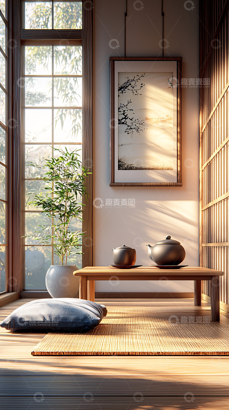 高清大图下载【趣麦麦图】日式茶室的温馨一角