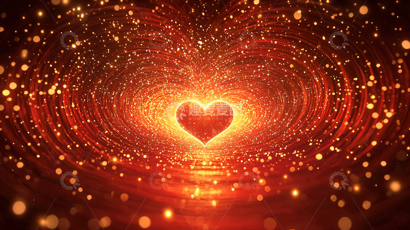 高清大图下载【趣麦麦图】闪耀爱心粒子背景
