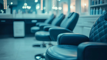 理发店蓝色调座椅