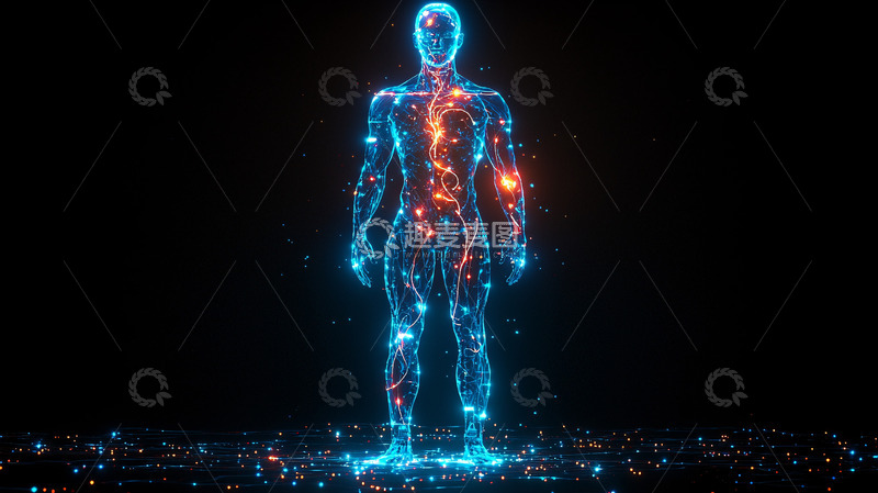高清大图下载【趣麦麦图】蓝色发光人体