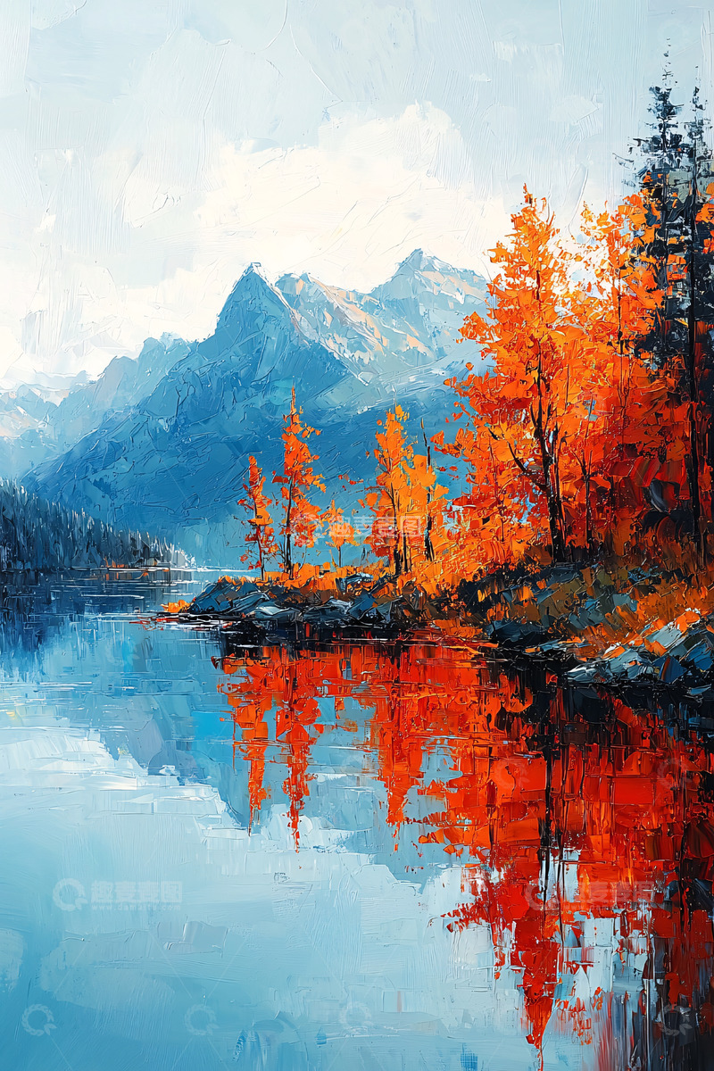 高清大图下载【趣麦麦图】秋日山水油画